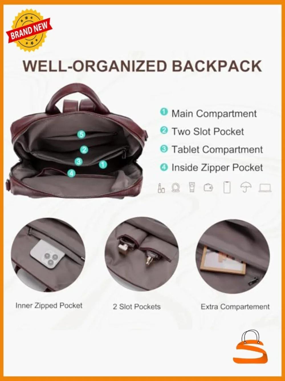 Large Vegan Leather Backpack Purse with Wallet Pouch Set Convertible Handbag